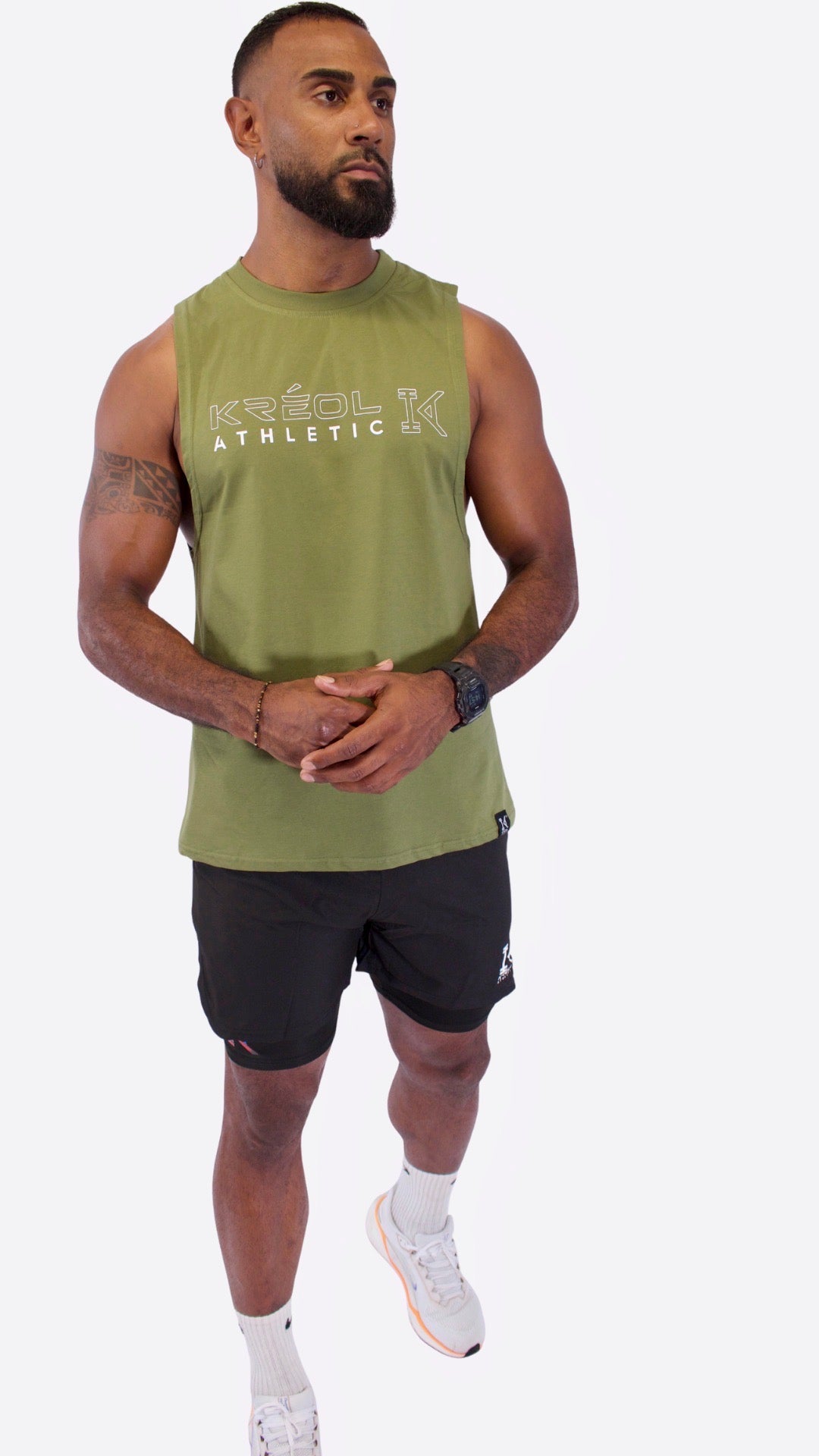 Débardeur musculation homme coupe droite marine — Kréol Athletic La Réunion 974